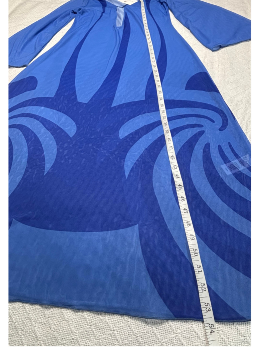 Caroline Constas Sheer Mesh Geometric Maxi Dress Swim Coverup Blue SZ Med NWT - Picture 4 of 7